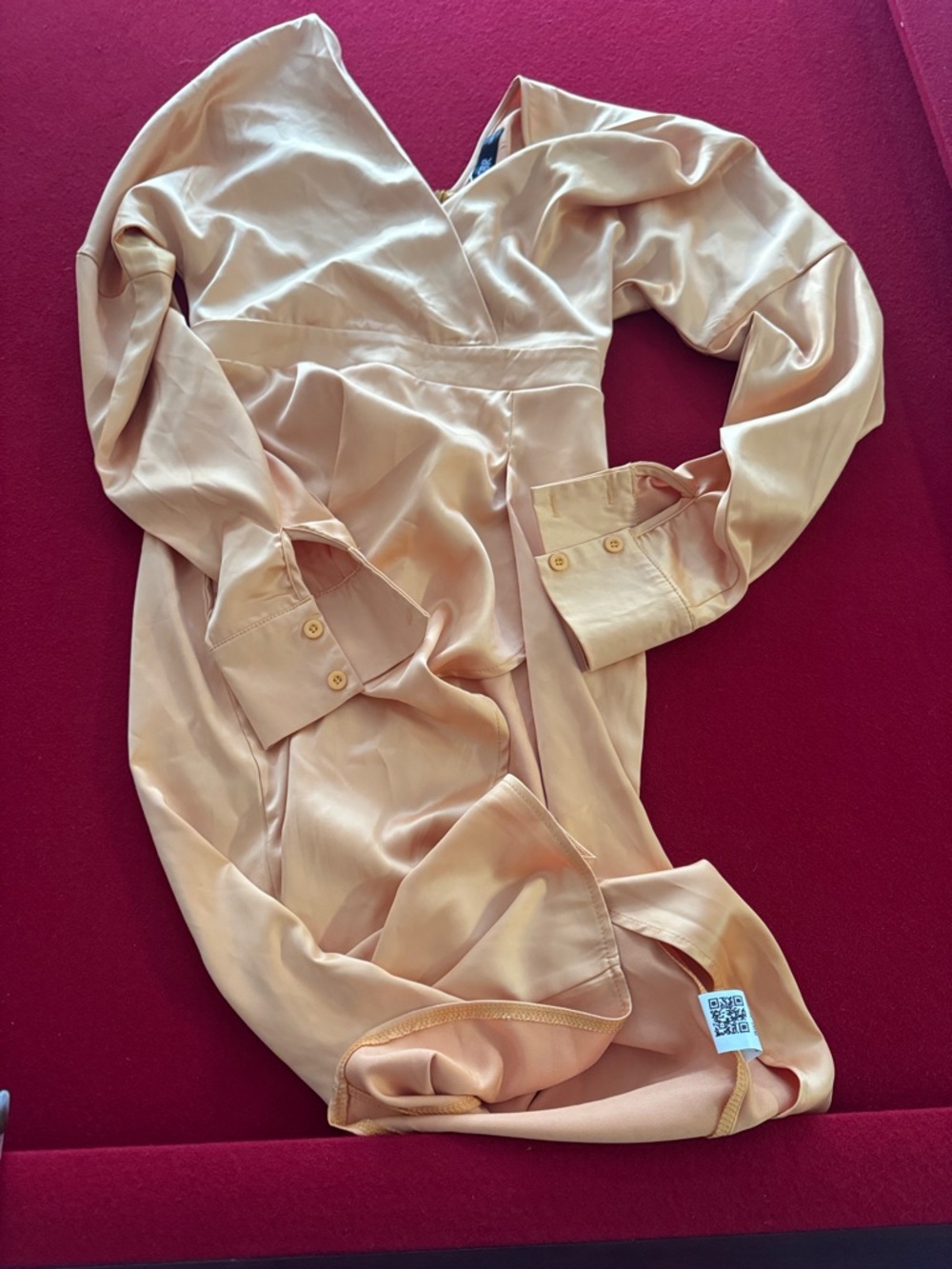 CBR Satin Midi Dress in Peach